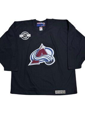 Vintage Y2K Colorado Avalanche Centre Ice NHL Black Hockey Jersey Mens XL